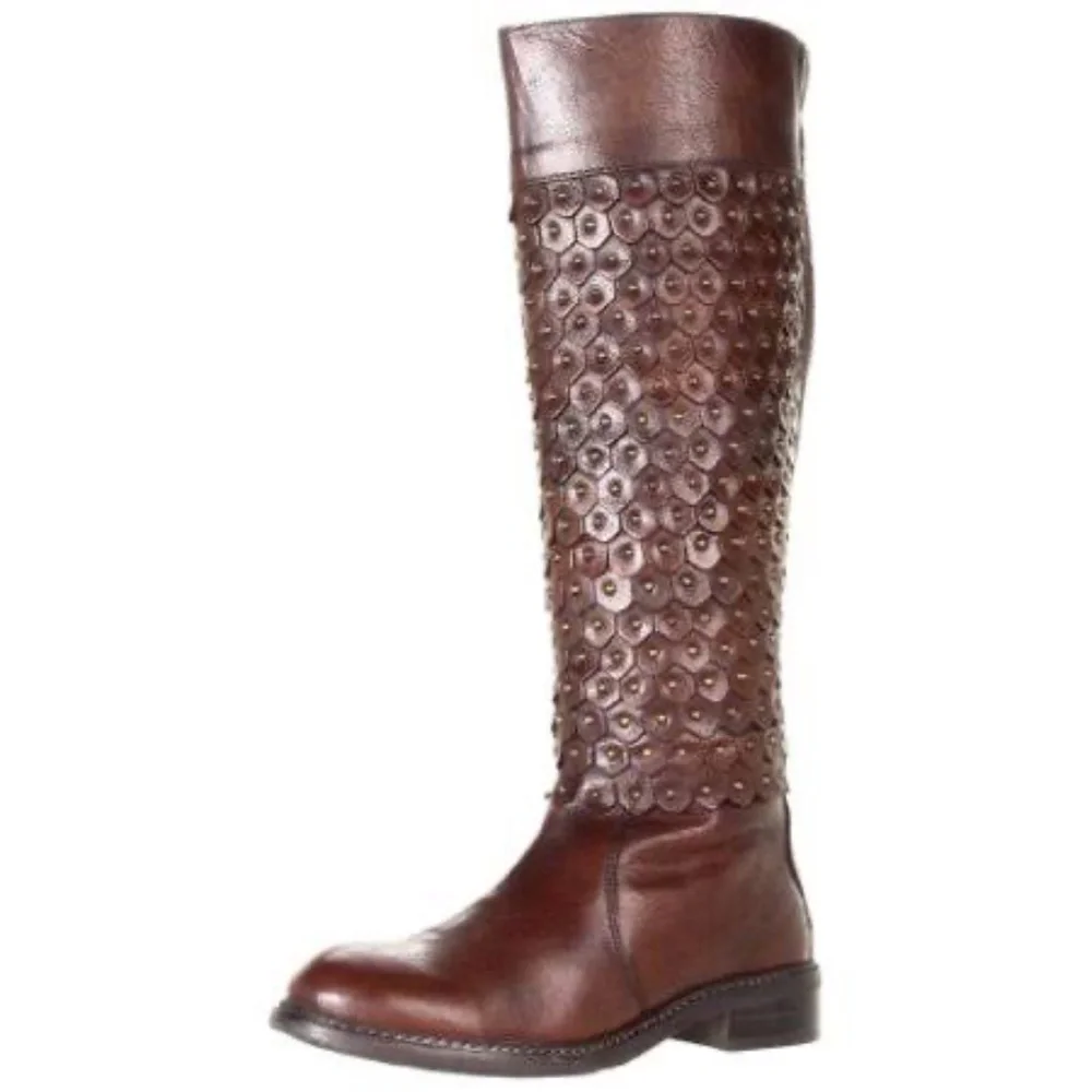 NEW Luichiny Tough Stuff Boot Studded Hardware Boots Brown sz 11